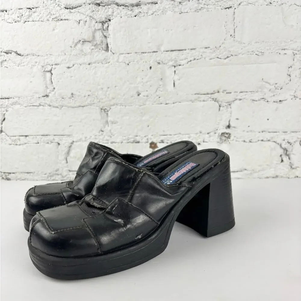 Vintage Bubblegum Patchwork Chunky Heeled Platform Slides 8